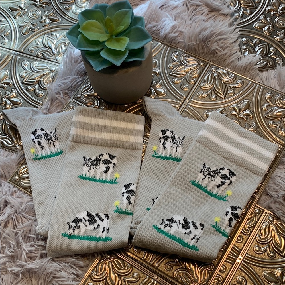 🌹New Cute Cow Print Long Knee High Compression Socks Size L/XL - TOOO CUTE! - Picture 3 of 8